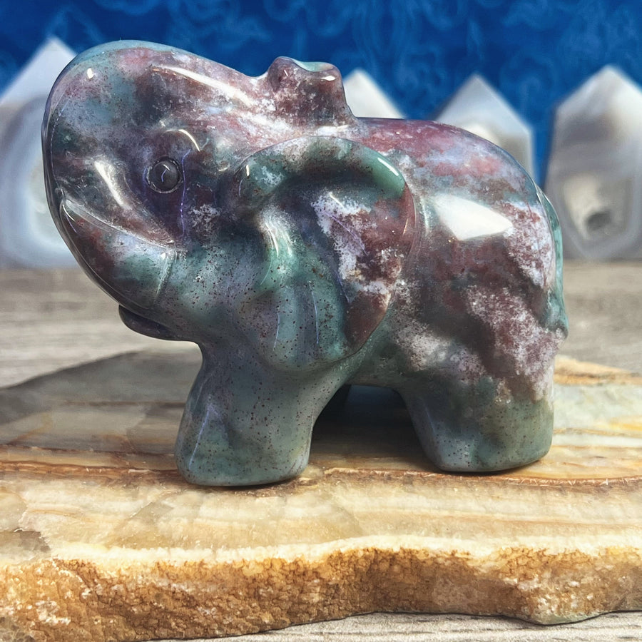 Fancy Jasper Carved Elephant from India