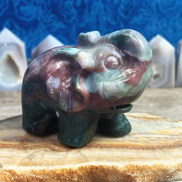 Fancy Jasper Carved Elephant from India