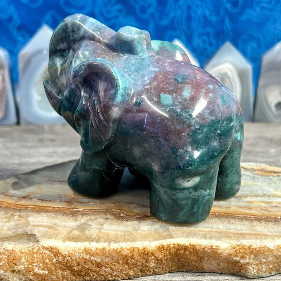 Fancy Jasper Carved Elephant from India