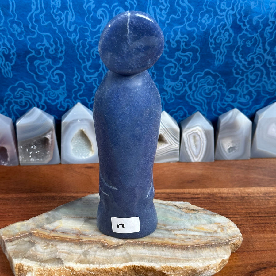 Blue Aventurine Virgin Mary/Goddess Carving from China