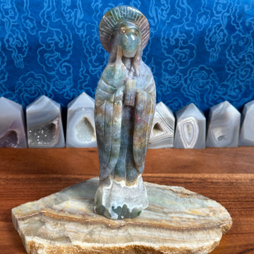 Fancy Jasper Virgin Mary/Goddess Carving from India