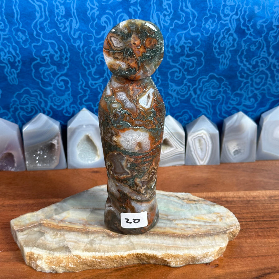 Red Moss Agate Agate Virgin Mary /Goddess Carving from India