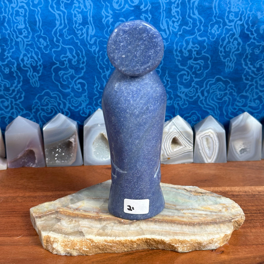 Blue Aventurine Virgin Mary/Goddess Carving from China