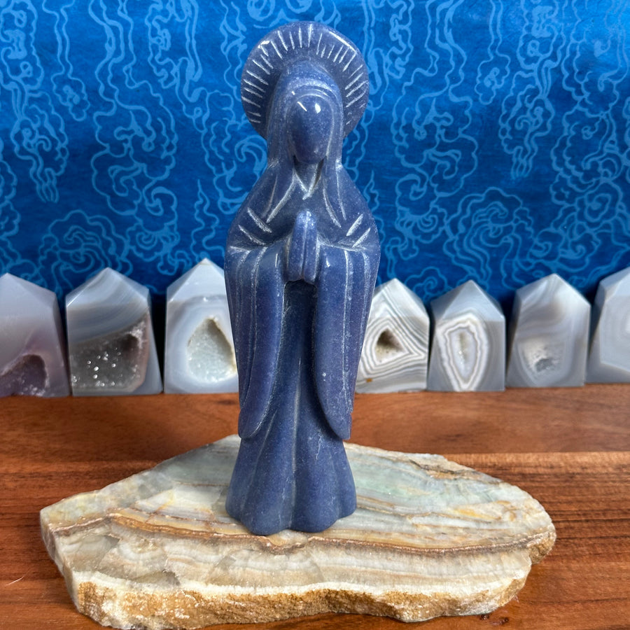 Blue Aventurine Virgin Mary/Goddess Carving