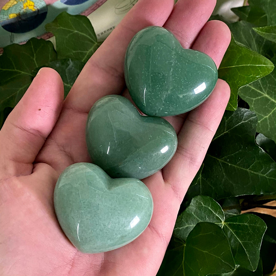 Green Aventurine Hearts