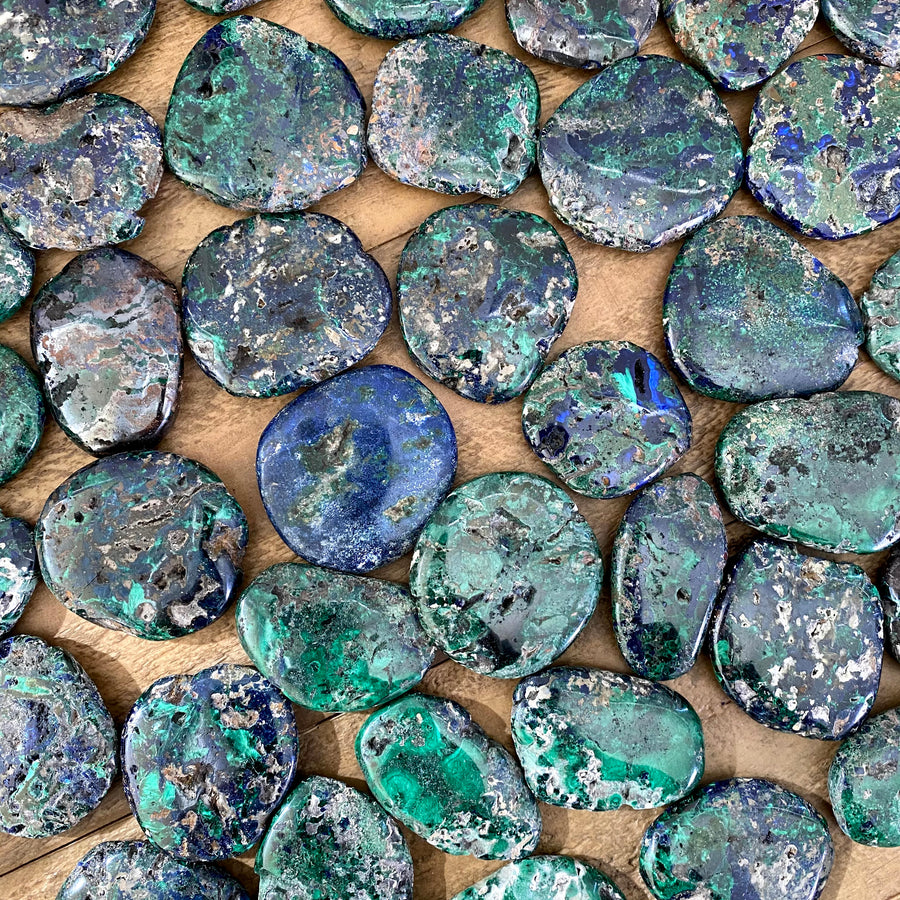 Azurite and Malachite Pocket Stones from Morocco