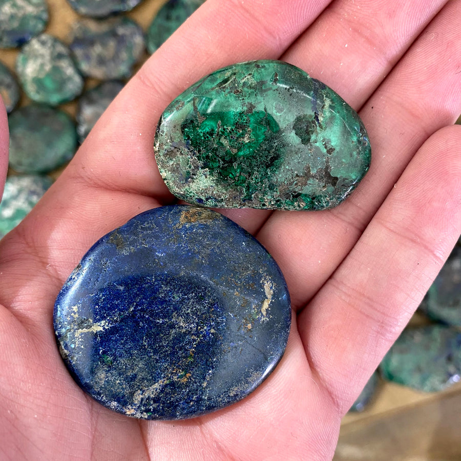 Azurite and Malachite Pocket Stones from Morocco