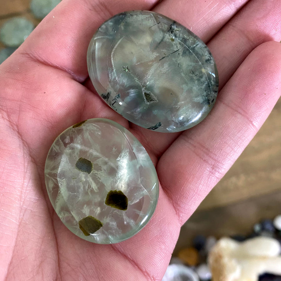 Prehnite and Epidote Pocket Stone from Africa