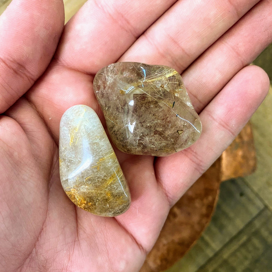 Rutilated Quartz Tumbled from Brazil