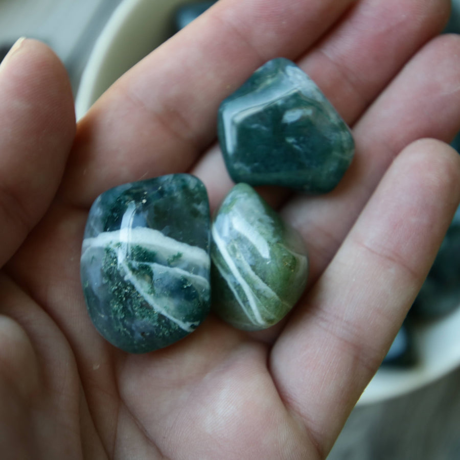 Moss Agate Tumbled Crystals from India