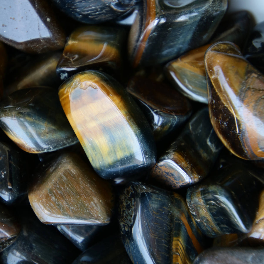 Blue and Brown Tiger's Eye Mixed Tumbled Crystals from Australia