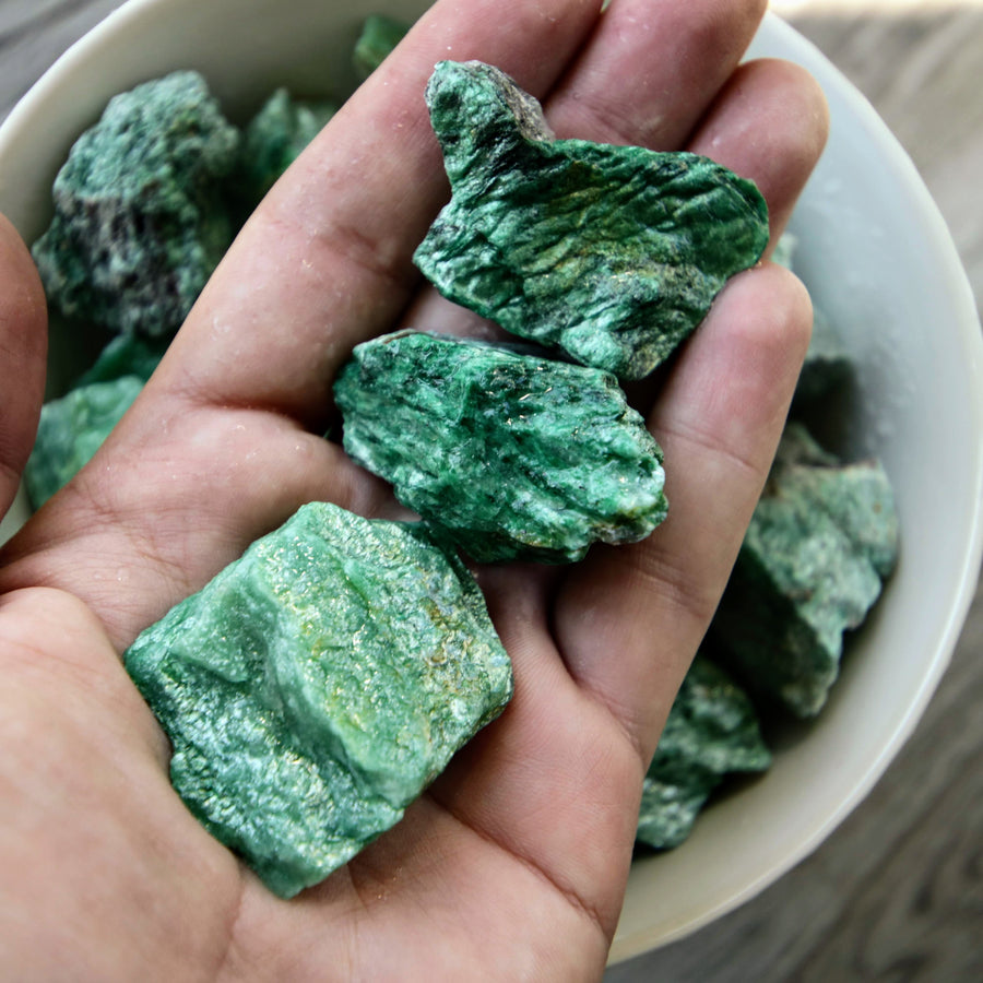 Green Fuschite Natural Chunks from India