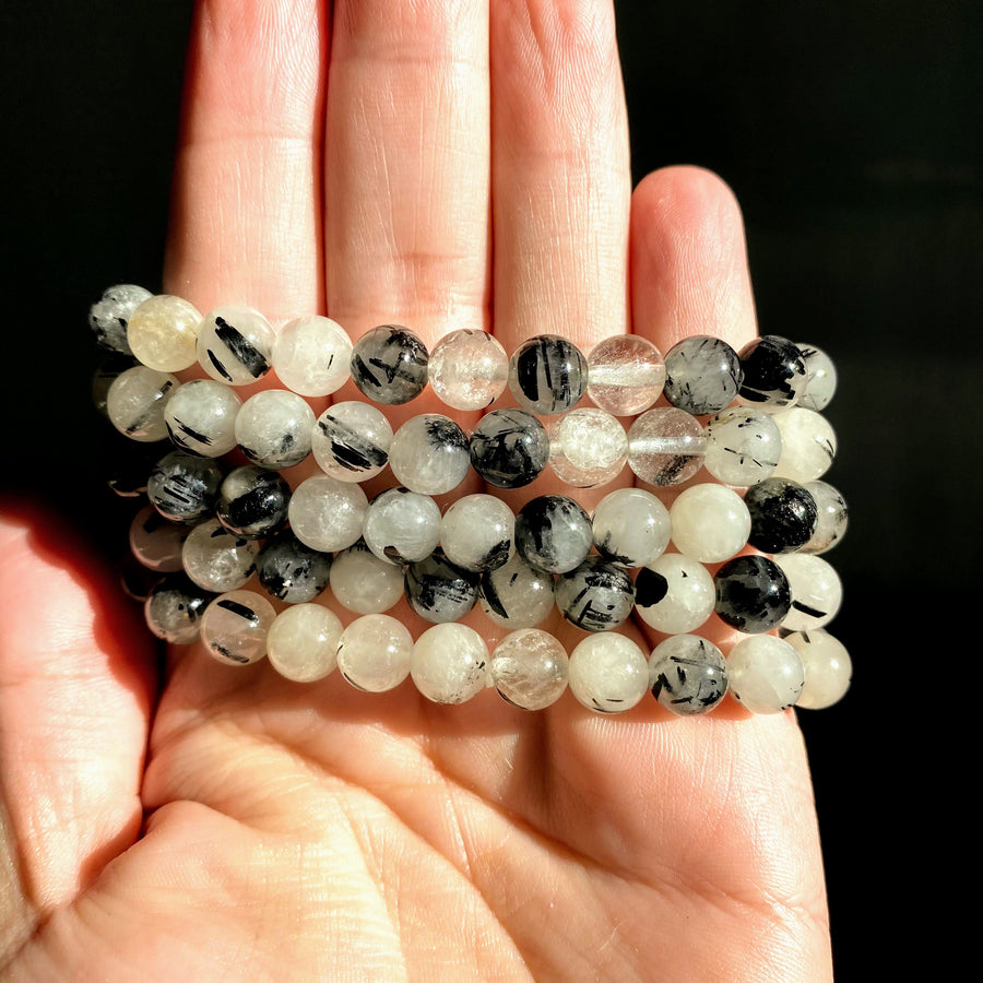 Quartz and Tourmaline Gemstone Bracelet from China