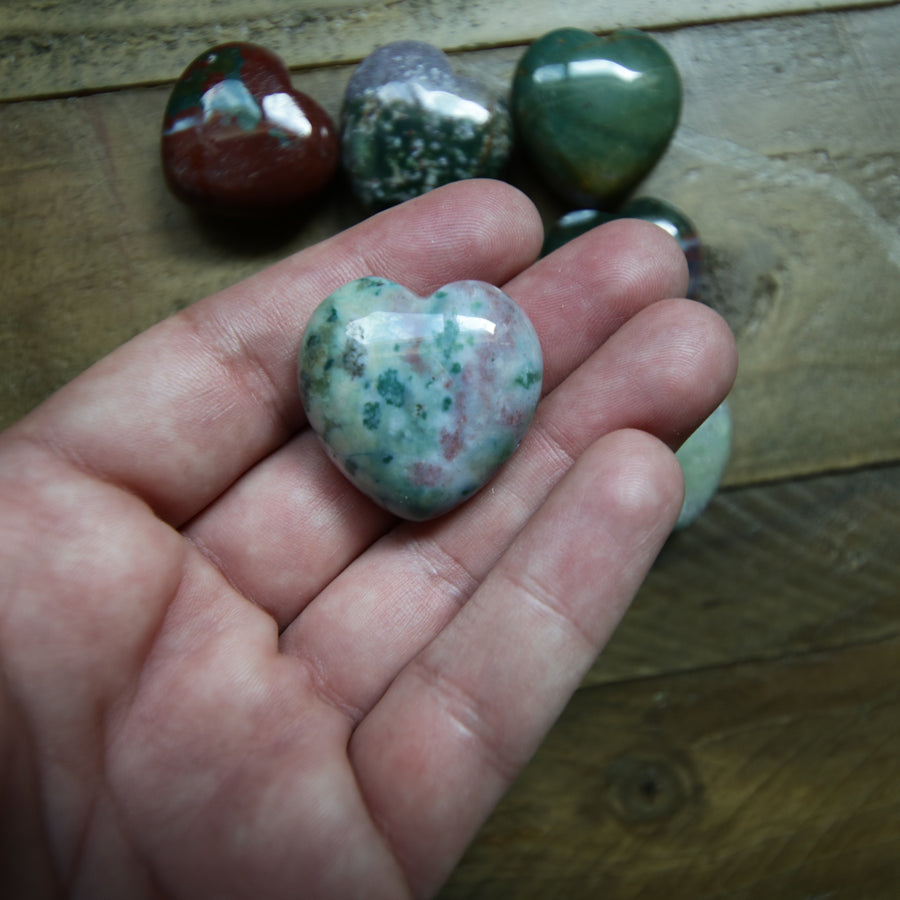 Moss Agate Hearts