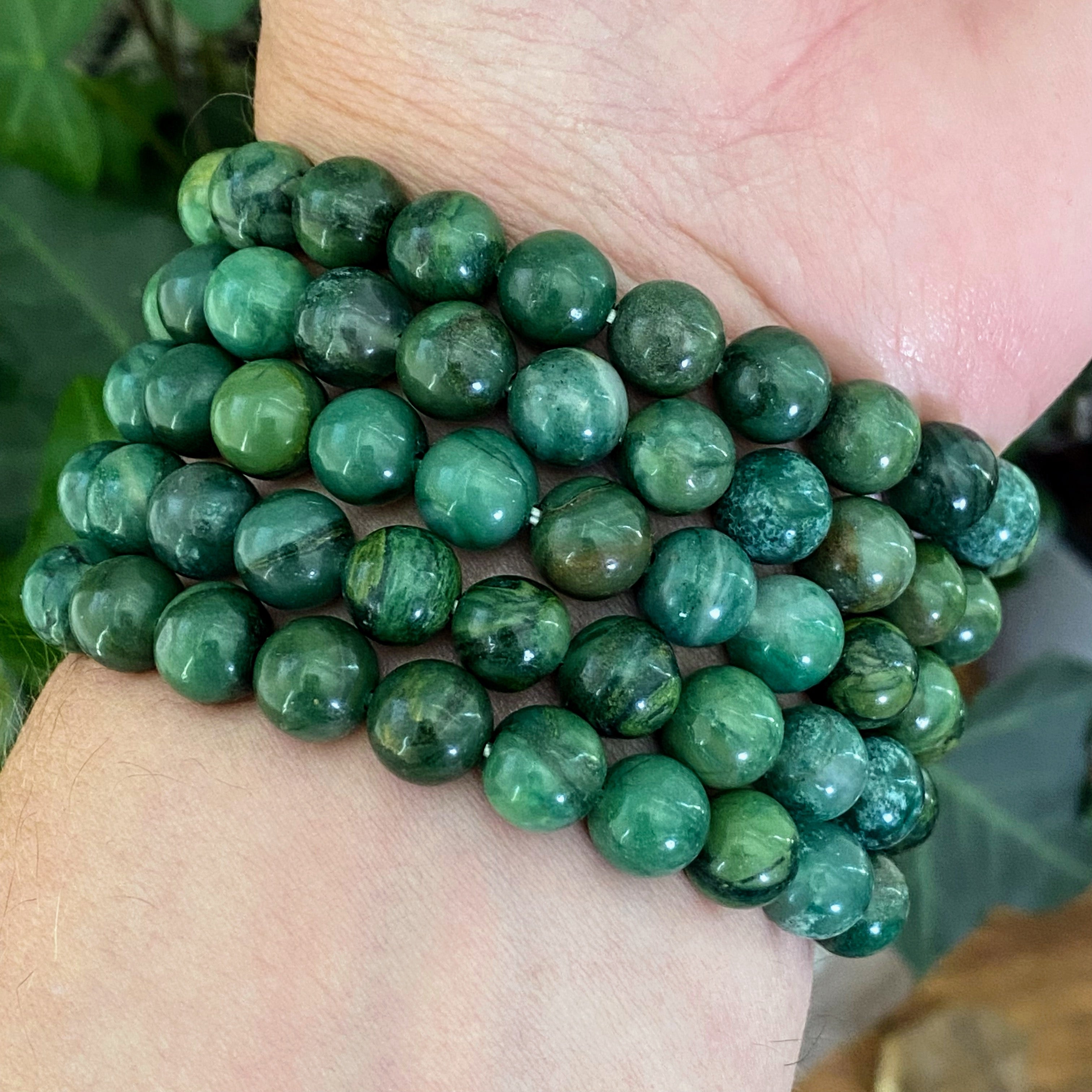 African green flower jade bracelet